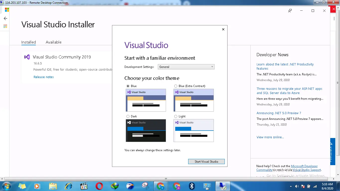 Start Visual Studio